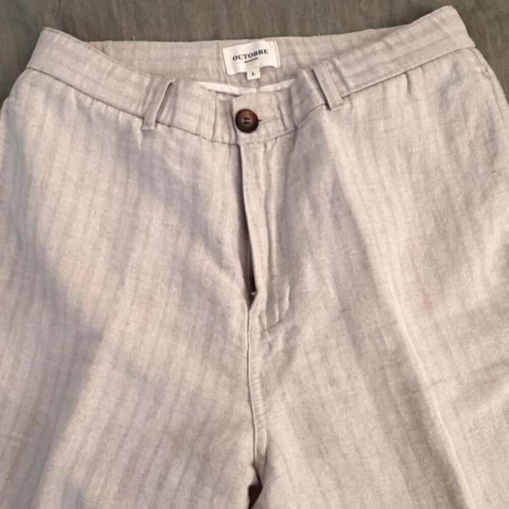 Octobre Editions Linen Trousers Herringbone Beige Size L